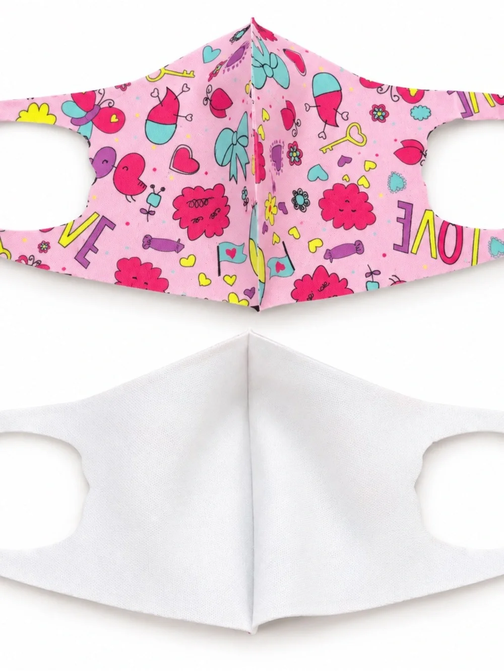 Kids Pink Patterned Face Mask – Cute Hearts & Bows